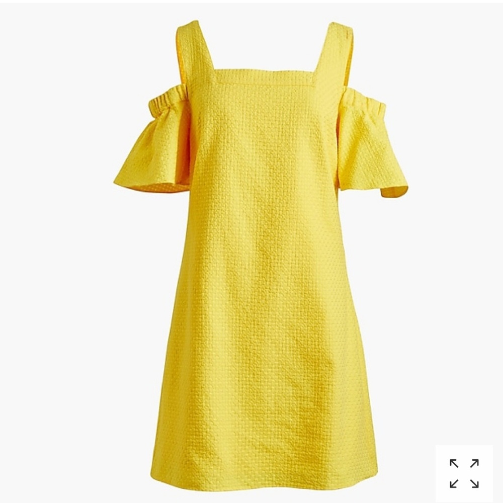 J CREW yellow cold shoulder dress